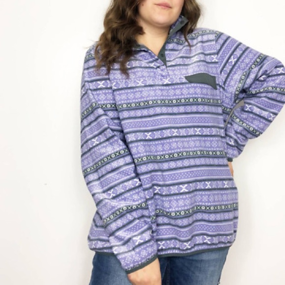 Jachs Cabin Fleece Pullover Sweater Womens Size Large Lavender Grey Outerwear - Picture 2 of 15